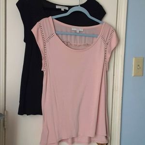 LOFT tops. Black, pink.  Size medium.